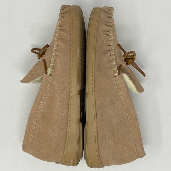 Cabelas Suede Sherpa Slippers Mens Size 12 M Cozy Cabincore Neutral - Picture 7 of 12